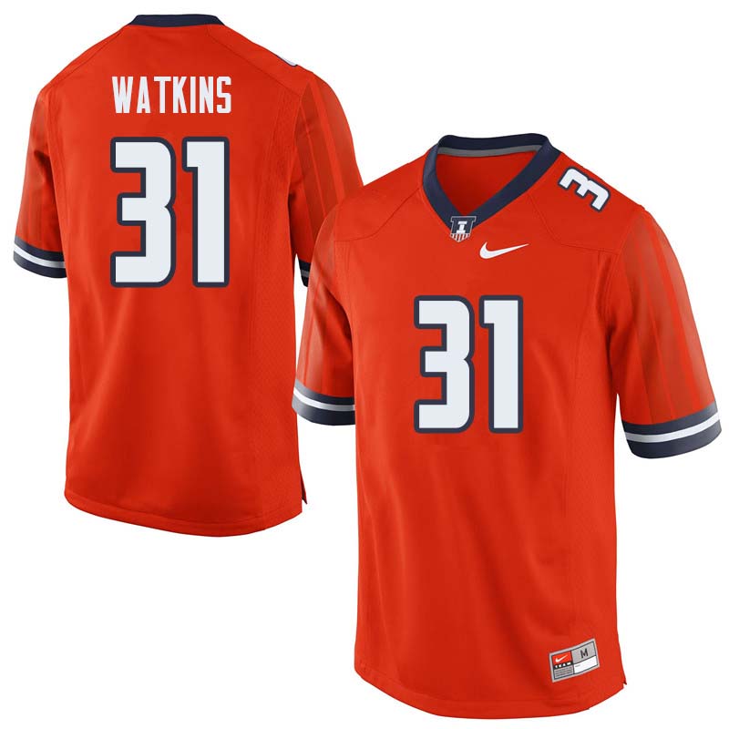 Men #31 Cameron Watkins Illinois Fighting Illini College Football Jerseys Sale-Orange